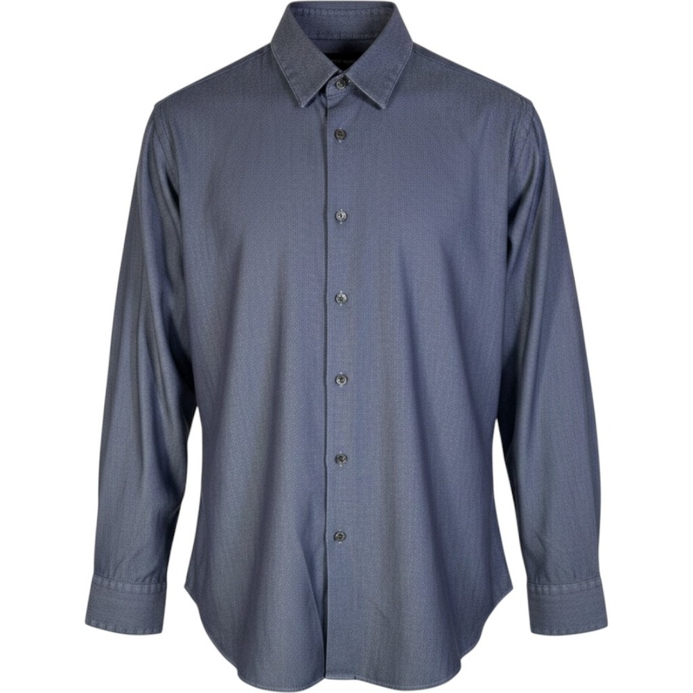 Giorgio Armani Made Italy 100% Cotton Blue Dress Shirt Mens 40 15.75